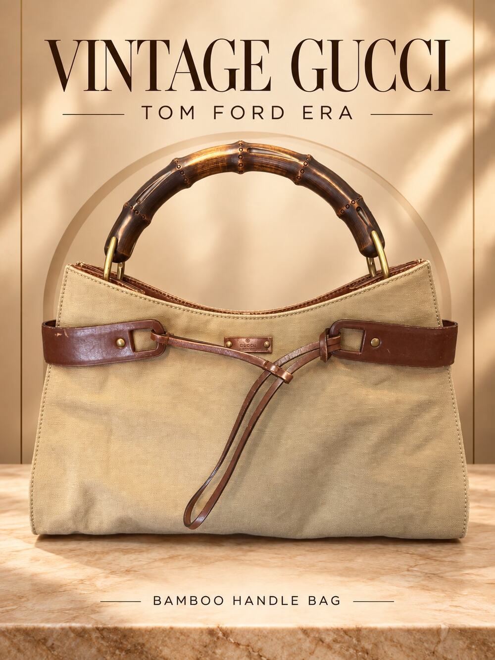 CW001 Gucci Vintage Bamboo Tom Ford Era Top Handle Handbag